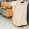 Estia Καλάθι Άπλυτων Bamboo Essentials 40X40X70Cm Με Θήκη Πολυεστέρα Πτυσσόμενο Μπεζ