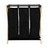 Estia Καλάθι Άπλυτων Bamboo Essentials 102Lt 3 Θέσεων 68X40X76Cm Μαύρο