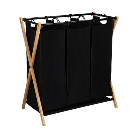 Estia Καλάθι Άπλυτων Bamboo Essentials 102Lt 3 Θέσεων 68X40X76Cm Μαύρο