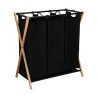 Estia Καλάθι Άπλυτων Bamboo Essentials 102Lt 3 Θέσεων 68X40X76Cm Μαύρο