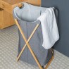 Estia Καλάθι Άπλυτων Bamboo Essentials 40X40X70Cm Με Θήκη Πολυεστέρα Πτυσσόμενο Γκρι