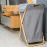 Estia Καλάθι Άπλυτων Bamboo Essentials 40X40X70Cm Με Θήκη Πολυεστέρα Πτυσσόμενο Γκρι
