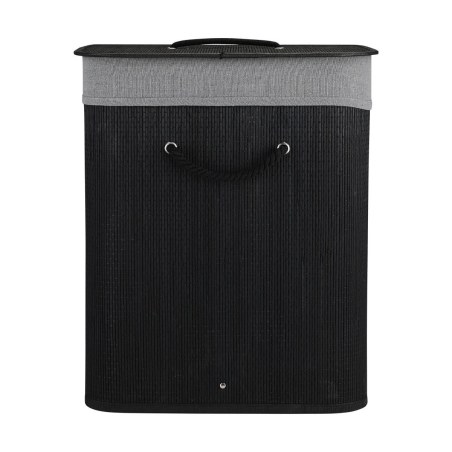 Estia Καλάθι Άπλυτων Bamboo Essentials 60Lt Πτυσσόμενο Ορθογώνιο Μαύρο Νέα Πλέξη
