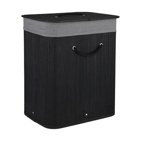 Estia Καλάθι Άπλυτων Bamboo Essentials 60Lt Πτυσσόμενο Ορθογώνιο Μαύρο Νέα Πλέξη