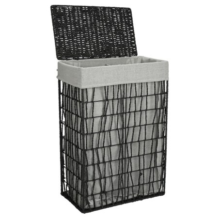 Estia Καλάθι Άπλυτων Nest 37X22X55Cm 2 Θέσεων Μαύρο