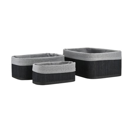 Estia Καλάθι Οργάνωσης Bamboo Essentials Me Επένδυση Σετ 3Τεμ. Μαύρο