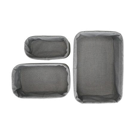 Estia Καλάθι Οργάνωσης Bamboo Essentials Me Επένδυση Σετ 3Τεμ. Μαύρο