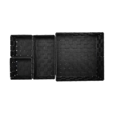 Estia Καλάθια Οργάνωσης Woven Σετ 4 Τεμ. 28X28X10Cm - 26X13X9Cm - 13X13X9Cm Μαύρα