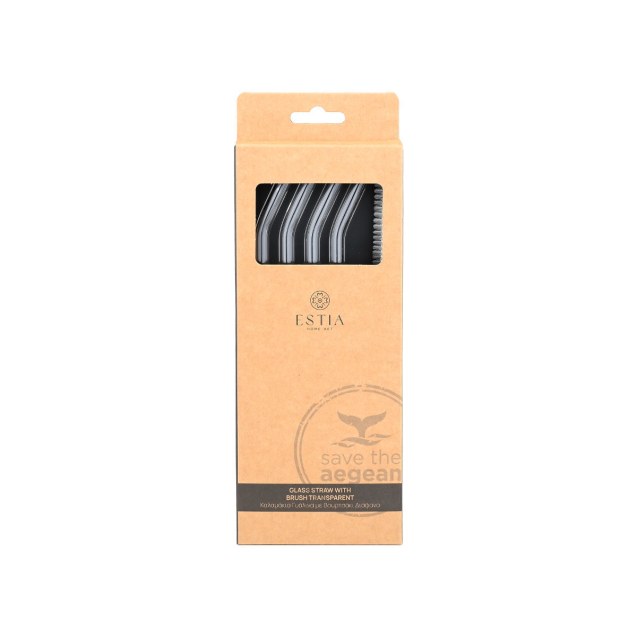 Estia Καλαμάκια Γυάλινα Με Βουρτσάκι Σετ 4 Τεμ....