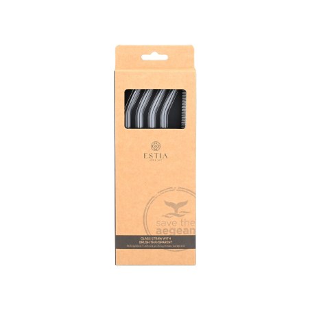 Estia Καλαμάκια Γυάλινα Με Βουρτσάκι Σετ 4 Τεμ. Διάφανα