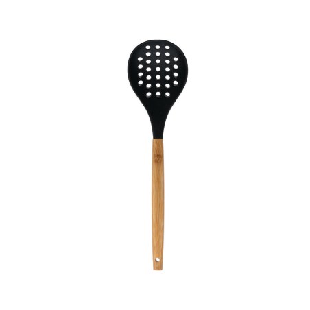 Estia Κουτάλα Τρυπητή Bamboo Essentials Σιλικόνης Μαύρη