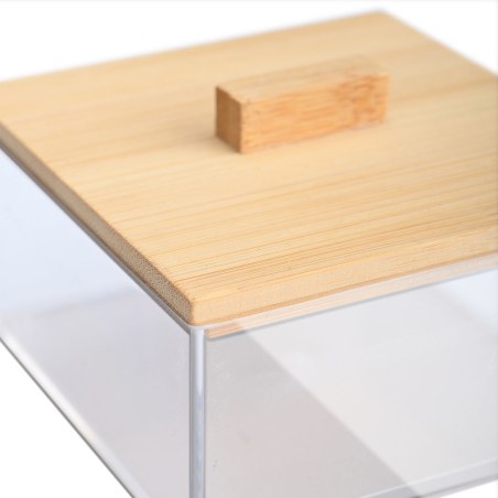 Κουτί Αποθήκευσης & Οργάνωσης Bamboo Τετράγωνο  9X9X6Cm Με Καπάκι