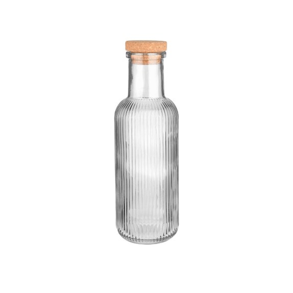 Estia Μπουκάλι Γυάλινο 1000Ml Ανάγλυφο Με Φελλό Γκρι