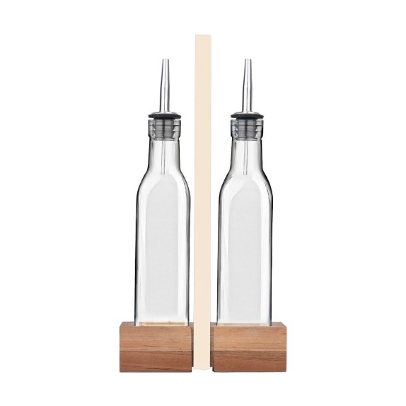 Estia Μπουκάλια Για Λαδι /Ξύδι Allure 2X280Ml Με Ξύλινη Βάση