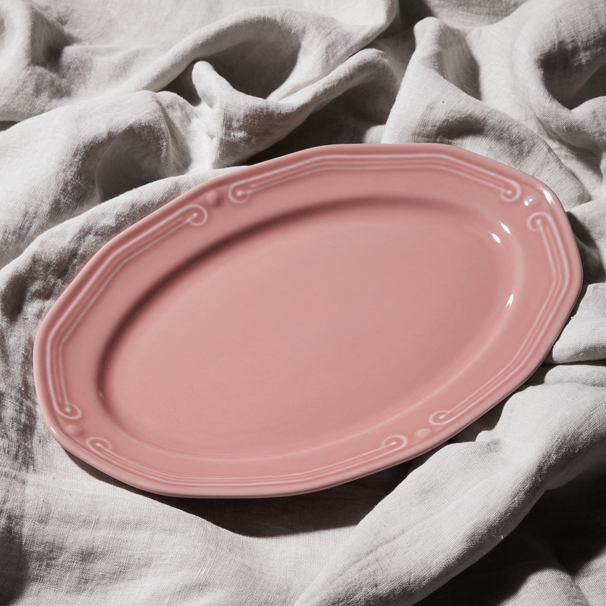 Estia Estia Πιατέλα Οβάλ Athénée Πορσελάνινη Ανάγλυφη 25Cm Rose