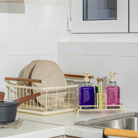 Estia Πιατοθήκη Allure Μεταλλική Με Ξύλινες Λαβές Ivory