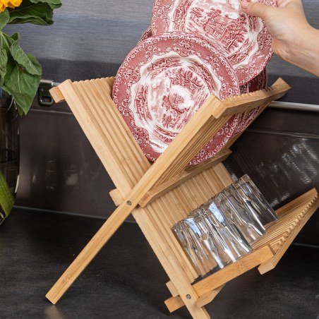 Estia Πιατοθήκη Bamboo Essentials Αναδιπλούμενη 2 Επιπέδων 42X27.5X38Cm