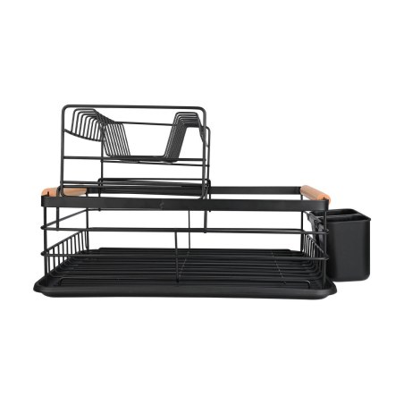 Estia Πιατοθήκη Bamboo Essentials Διώροφη Μεταλλική Μαύρη Με Bamboo Λαβές