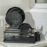 Estia Πιατοθήκη Bamboo Essentials Διώροφη Μεταλλική Μαύρη Με Bamboo Λαβές