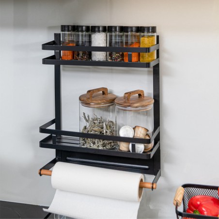 Estia Ραφιέρα Κουζίνας Μεταλλική Διώροφη 30X11X37Cm Με Βάση Για Ρολό Κουζίνας
