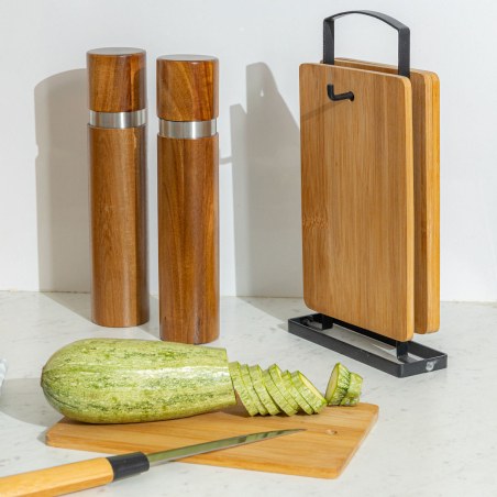 Estia Σετ Επιφάνειες Κοπής Bamboo Essentials 5 Τεμ Με Βάση Μεταλλική