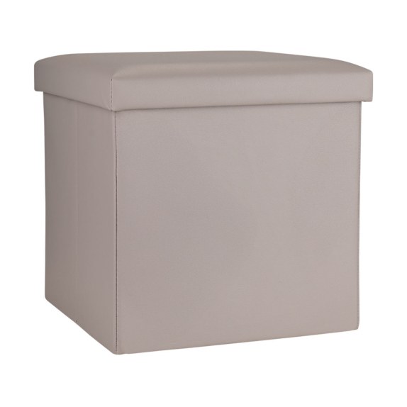 Estia Σκαμπό Cube Leather Με Αποθηκευτικό Χώρο Taupe