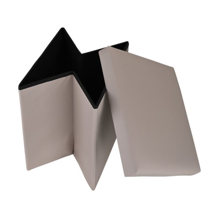 Estia Σκαμπό Cube Leather Με Αποθηκευτικό Χώρο Taupe