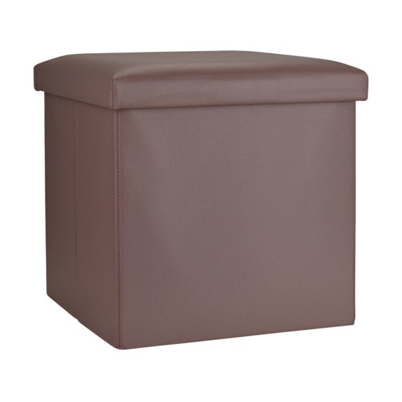 Estia Σκαμπό Cube Leather Με Αποθηκευτικό Χώρο Καφέ