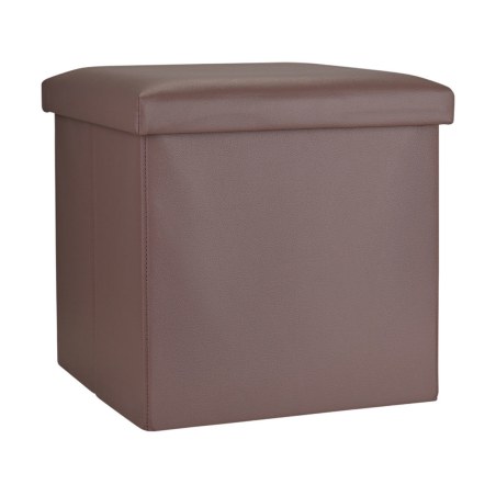 Estia Σκαμπό Cube Leather Με Αποθηκευτικό Χώρο Καφέ