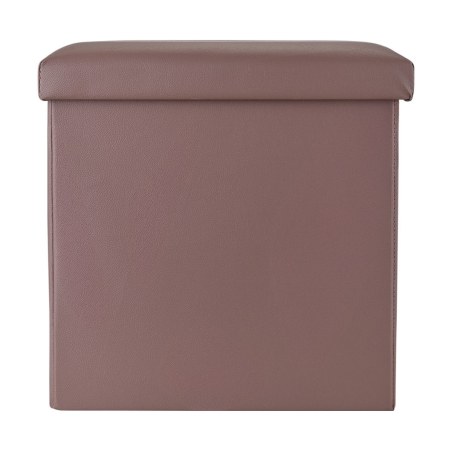 Estia Σκαμπό Cube Leather Με Αποθηκευτικό Χώρο Καφέ