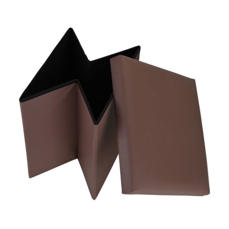 Estia Σκαμπό Cube Leather Με Αποθηκευτικό Χώρο Καφέ