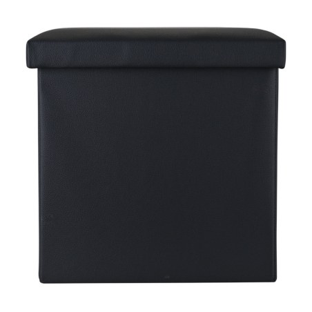 Estia Σκαμπό Cube Leather Με Αποθηκευτικό Χώρο Μαύρο
