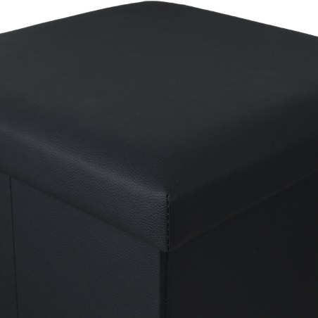 Estia Σκαμπό Cube Leather Με Αποθηκευτικό Χώρο Μαύρο