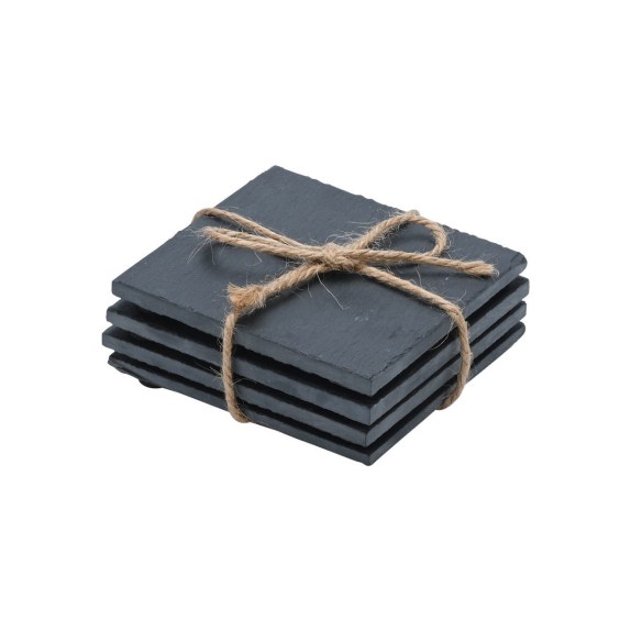 Estia Σουβερ Τετράγωνα Σχιστόλιθου 10X10Cm Σετ 4 Τεμ.