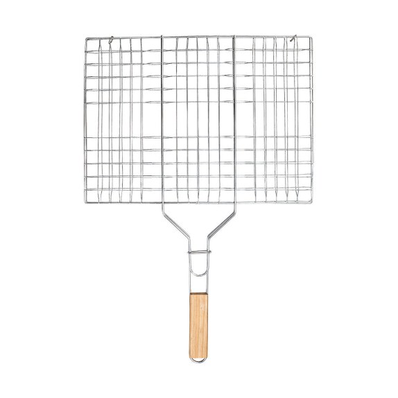 Σχάρα Ψησίματος Barbecue Μεταλλική 60X40Cm Με Ξύλινη Λαβή