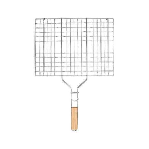 Σχάρα Ψησίματος Barbeque Μεταλλική 49X30Cm Με Ξύλινη Λαβή
