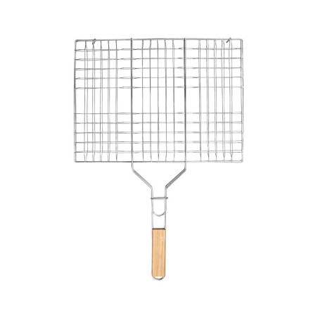 Σχάρα Ψησίματος Barbeque Μεταλλική 49X30Cm Με Ξύλινη Λαβή