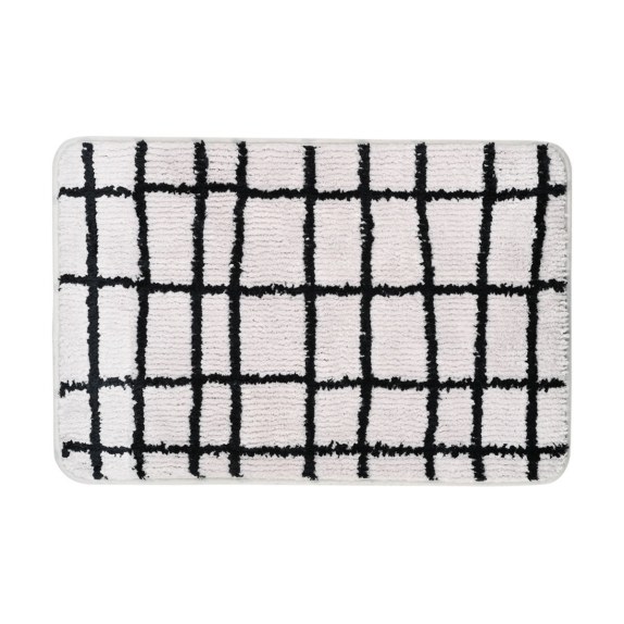 Estia Ταπέτο Μπάνιου Cage 40X60Cm 100% Μικροΐνες Γκρι-Μαύρο