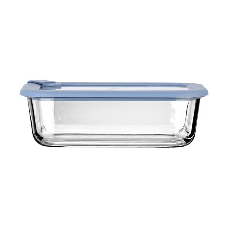 Estia Φαγητοδοχείο Colorseal Γυάλινο 1050Ml 21.6X16.5X7.4Cm Με Καπάκι Σιλικόνης Μπλε