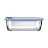 Estia Φαγητοδοχείο Colorseal Γυάλινο 1050Ml 21.6X16.5X7.4Cm Με Καπάκι Σιλικόνης Μπλε
