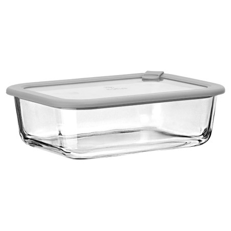 Estia Φαγητοδοχείο Colorseal Γυάλινο 1520Ml 23.5X17.8X7.6Cm Με Καπάκι Σιλικόνης Γκρι