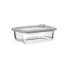 Estia Φαγητοδοχείο Colorseal Γυάλινο 370Ml 16.3X12.3X6.2Cm Με Καπάκι Σιλικόνης Γκρι