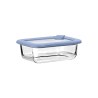 Estia Φαγητοδοχείο Colorseal Γυάλινο 370Ml 16.3X12.3X6.2Cm Με Καπάκι Σιλικόνης Μπλε