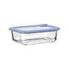 Estia Φαγητοδοχείο Colorseal Γυάλινο 640Ml 18.9X14.5X6.7 Με Καπάκι Σιλικόνης Μπλε