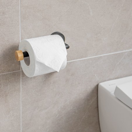 Estia Χαρτοθήκη Επιτοίχια Bamboo Essentials Μεταλλική Μαύρη