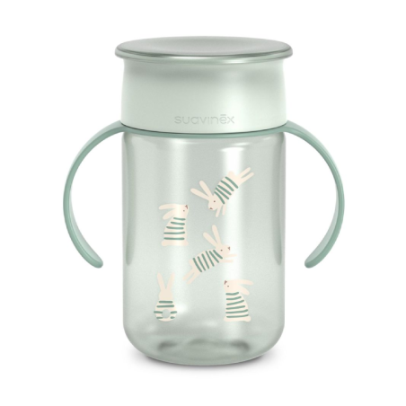 Ποτήρι Εκπαιδευτικό Suavinex 360 με λαβές 340ml +12μ Wonderland Green BR90187