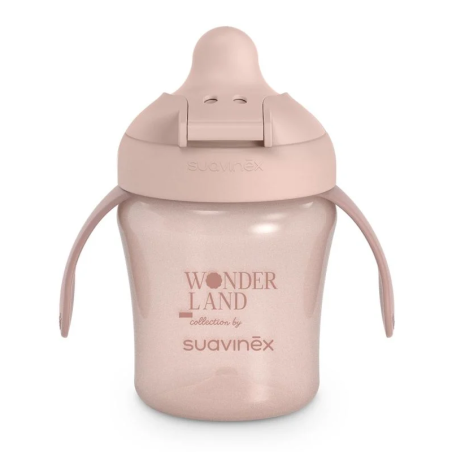 Ποτήρι Suavinex Εκπαιδευτικό με λαβές 200ml +6μ Wonderland Pink BR90186