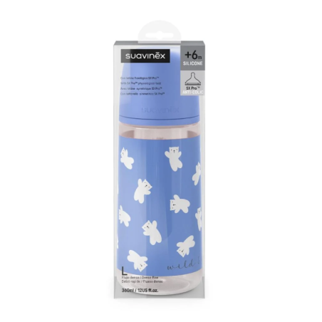 Μπιμπερό Σιλικόνης Suavinex Φυσιολογική θηλή SX PRO 360ml +6μ Wild & Free Blue BR79901