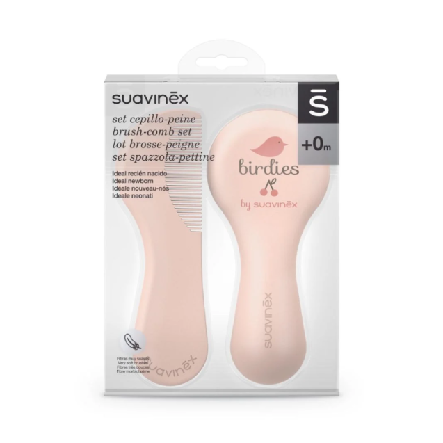 Σετ Suavinex Βούρτσα & Χτένα Birdies Pink BR79825