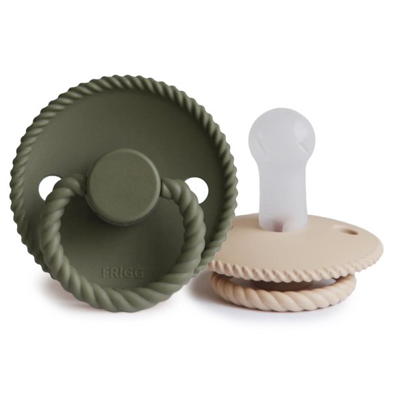 Σετ 2 Πιπίλες Σιλικόνης FRIGG Rope Olive/Croissant 6-18...